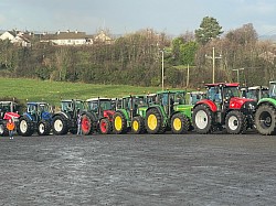 Farmers Tractors at Kilrea Cattle Market Car Park on Kilrea New Year Tractor Road Run 2024