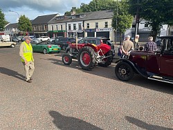 Vintage Tractor and Vintage Car at Portglenone District LOL No 7 Vintage Rally 2022 on Main Street