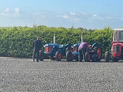 Gathering up at Jim Baker Stadium for Newmill L.O.L 222 Culture Society Tractor & Truck Run 2023