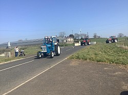Vintage Tractors on Road for Staffordstown Accordion Bands Charity Tractor Run for Queen Platinum Jubilee 2022